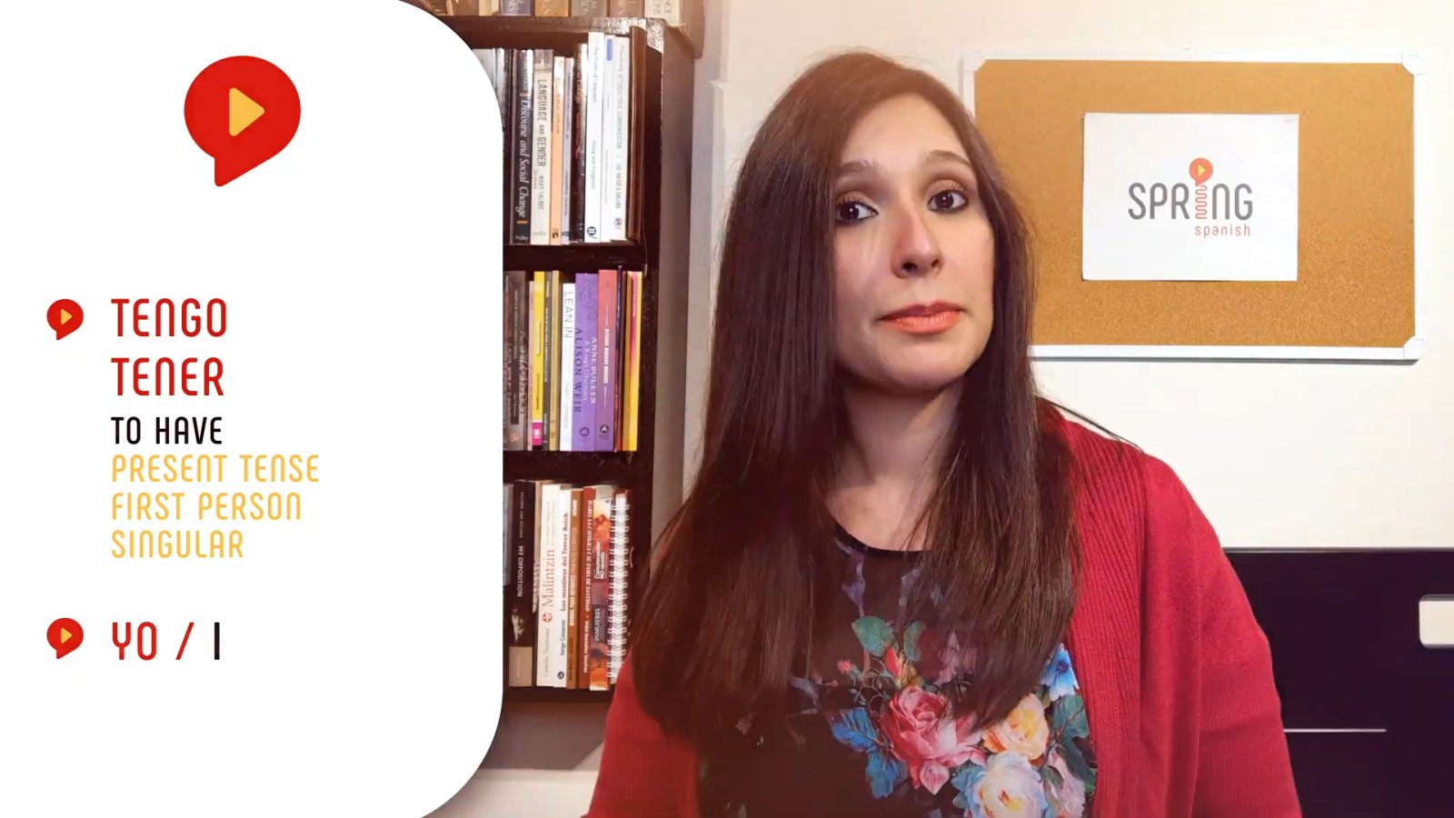 tengo in spanish female teacher explaining tener conjugation in present tense