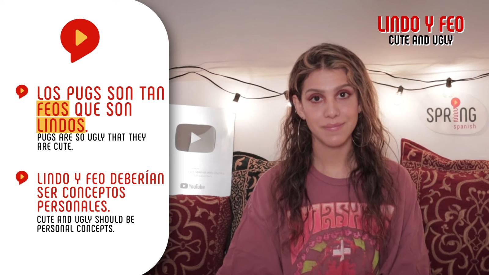 opposites in spanish explained by female teacher