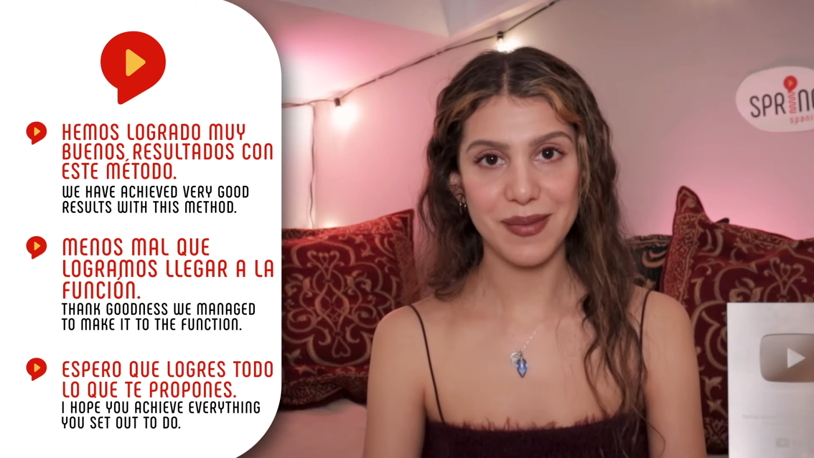 conseguir alcanzar lograr example explained with sentences by female teacher