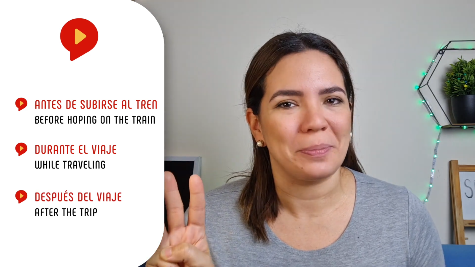 travel by train in spanish explained by female teacher