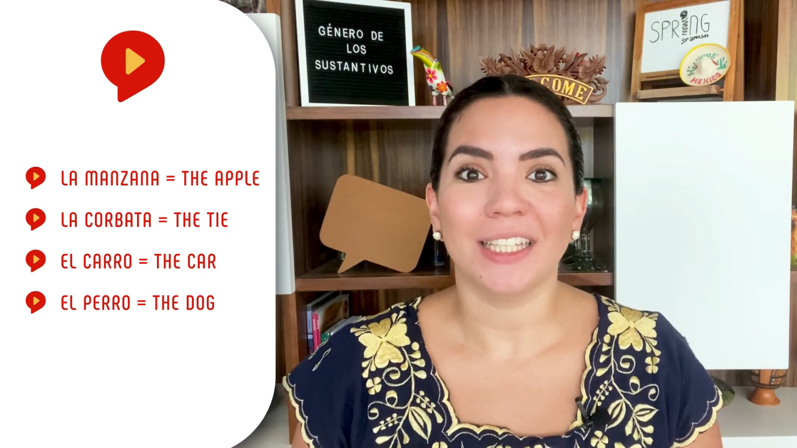 gender of nouns in spanish explained by female teacher