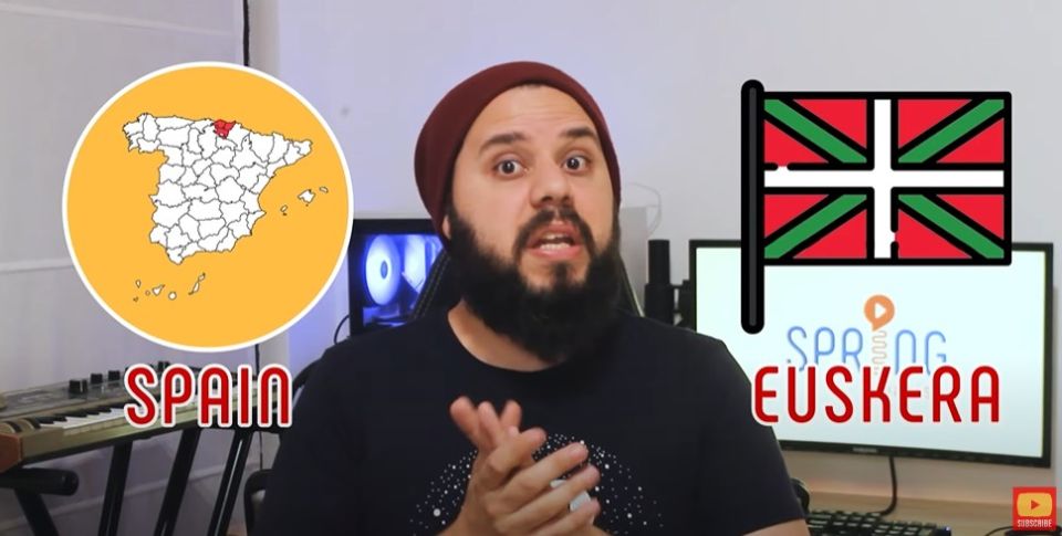 spanish last names with a map of spain and the flag of euskera