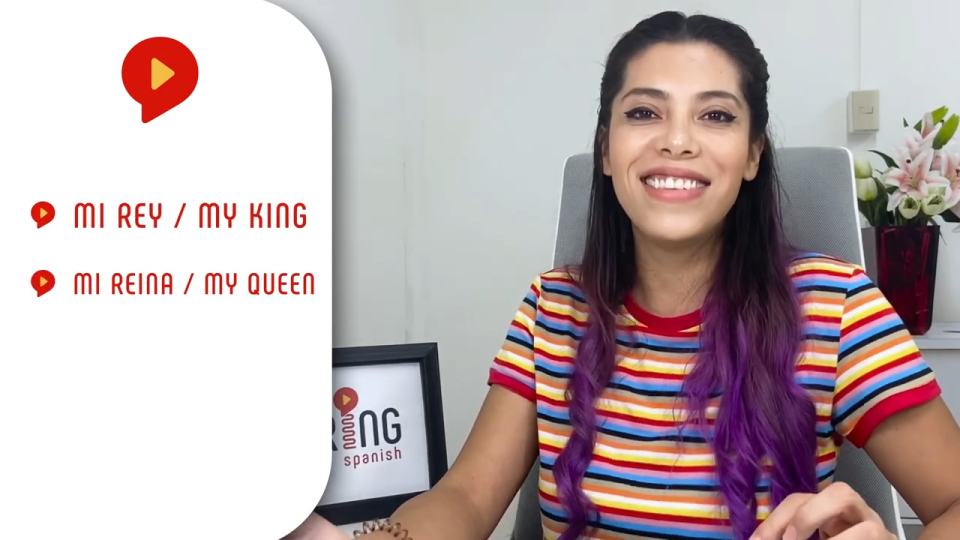 my love in spanish example with female long haired teacher